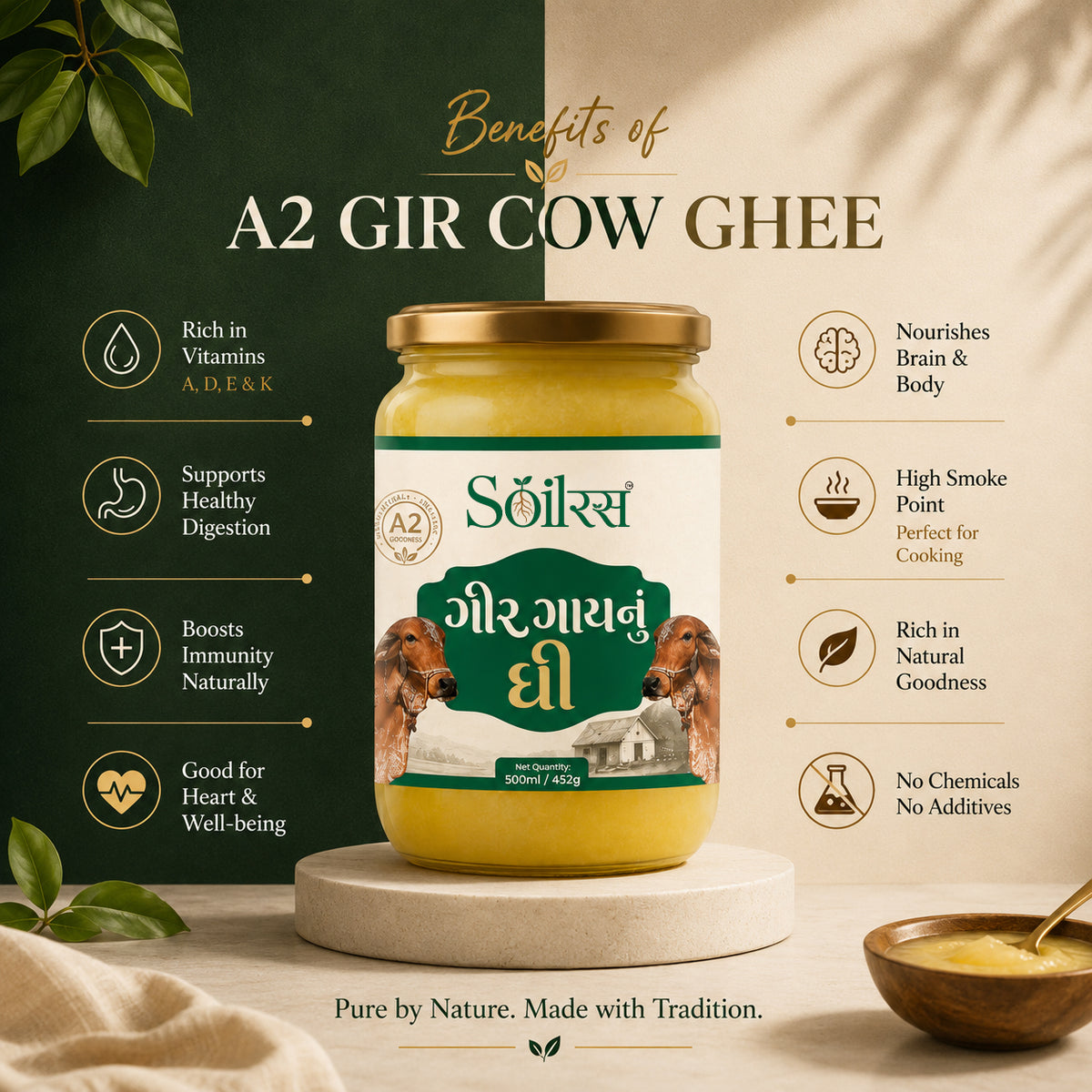 Soilras A2 Gir Cow Ghee – Traditional & Pure